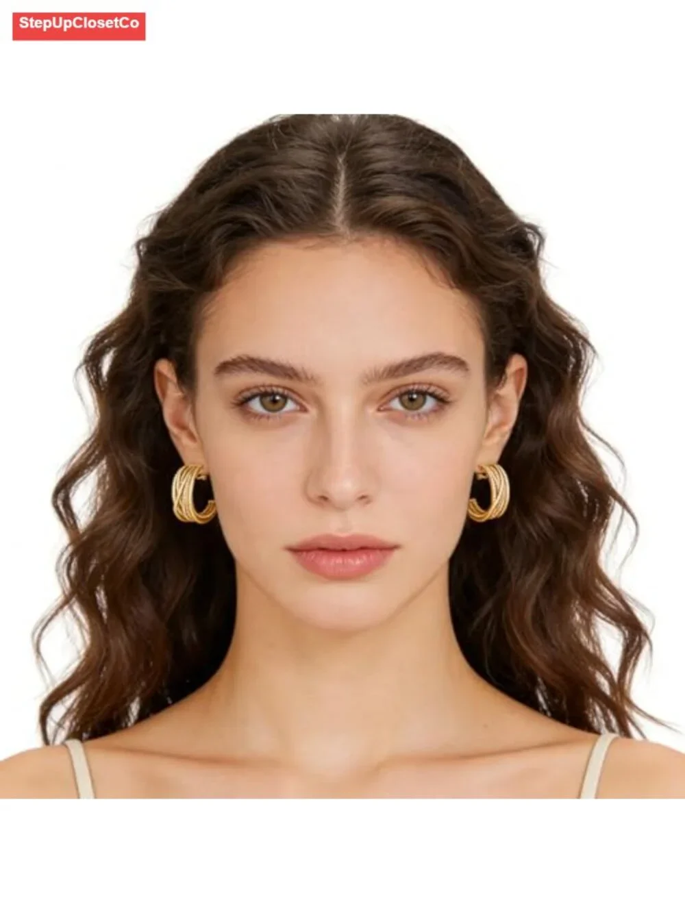 Gold Plated Twisted Rope Clip On Hoop Earrings Non Pierced